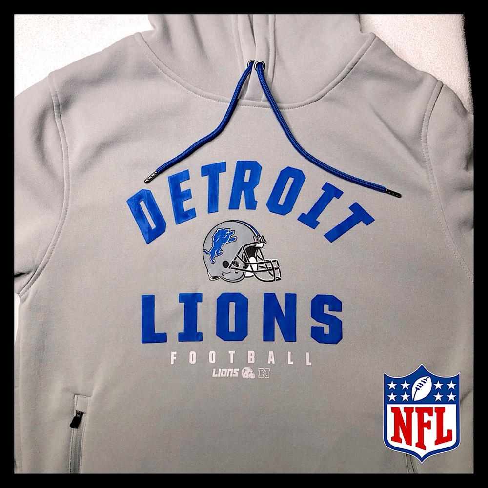 Detroit Lions Ultra Game Men’s Zip Pocket Fleece Hooded Sweatshirt Size Small